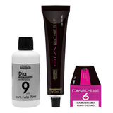 Kit Tonalizante Dia Richesse 50g - 6 Louro Escuro + Rev. 9v 