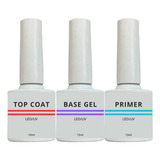 Kit Top Coat - Primer - Base P/ Gel Uv Da Marca X&d Manicure Cor Transparente