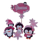 Kit Topo Topper De Bolo Festa Mini Pinguim Personalizado