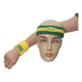Kit Torcedor Munhequeira E Faixa Cabeça Brasil Copa Do Mundo