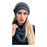 Kit Touca De Frio Gorro De Lã E Cachecol Tricot Inverno Frio