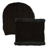 Kit Touca E Cachecol Gola Gorro Frio Inverno Forrada Redstar Cor Marrom Desenho Do Tecido Liso