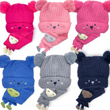 Kit Touca Frio Cachecol Bebe Infantil Menino Menina Gorro