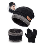 Kit Touca Gorro + Cachecol Echarpe Lã + Luva Touch Celular