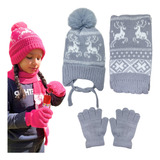 Kit Touca Infantil Cachecol Luva Menino Menina Inverno Frio 