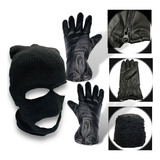 Kit Touca Motoqueiro Ninja + Luva Peludo Super Quente P/frio