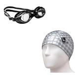 Kit Touca Natação 3d + Óculos Hidro Piscina Adulto Vollo