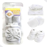 Kit Touca Sapatinho Luva Infantil Saída Maternidade Branco 2