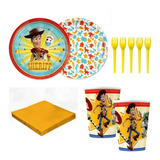 Kit Toy Story 4 - 12 Copos, 12 Pratos, Garfos E Guardanapos