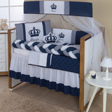 Kit Trança Berço Imperial Azul Marinho 10pç Almofada Brinde