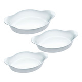 Kit Travessa Tipo Porcelana Nadir Oval 3 Pçs Opaline Marinex