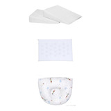Kit Travesseiro Anti Refluxo + Anti Sufocamento + Anatômico Cor Branco