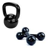 Kit Treino - Kettlebell Emborrachado 10kg + Par Halter 6kg