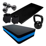 Kit Treino -colchonete+caneleira 3kg+step+halter 5kg+ket10kg