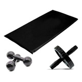 Kit Treino Em Casa- Colchonete + Roda + 2 Halter De 5kg Cada