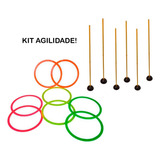 Kit Treino Em Casa Futebol - 6 Estacas + 8 Argolas Funcional