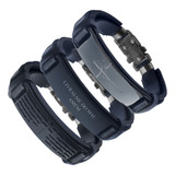Kit Três Pulseira Unissex Couro Sintético Frases Bracelete