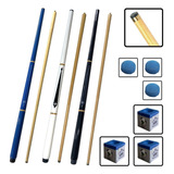 Kit Três Tacos Bilhar Profissionais Cruz De Malta Cor Azul, Branco E Preto Peso 470 G