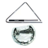 Kit Triângulo Forró Aço 43 Cm Tf 537 + Pandeiro Com Capa