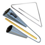 Kit Triângulo Profissional Luen 25cm + Agogô Grande Torelli