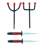Kit Tridente Garfo Exú E Pomba Gira + 2 Punhal Assentamento