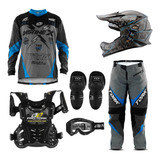 Kit Trilha Roupa Infantil + Capacete Oculos Motocross Tork