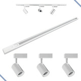Kit Trilho Eletrificado 1 Metro C/ 3 Spot De 7w Preto Branco 6000k Branco Frio