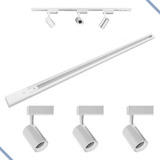 Kit Trilho Eletrificado 1 Metro C/ 3 Spot De 7w Preto Branco 6000k Branco Frio