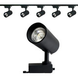 Kit Trilho Eletrificado 2m Preto + 5 Spots Led 7w Neutro Cor Branco/neutro 110v/220v (bivolt)