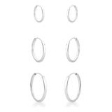 Kit Trio Argolinhas Em Prata 925