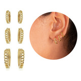 Kit Trio Argolinhas Feminino Banhado A Ouro 18k Antialérgico