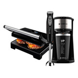 Kit Trio Black Cadence Cafeteira To Go - Mixer - Grill