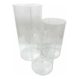 Kit Trio Mesa Cilindro Cubo Cristal Festa Decoração