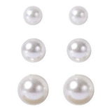 Kit Trio Três Furos Brincos Solitário Pérolas Banho Ouro 18