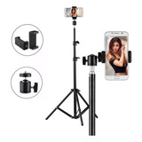 Kit Tripé 2,10m Rosca 1/4 Com Suporte Para Celular Câmera