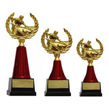 Kit Troféus 1º 2º E 3º Lugar Vermelho Sinuca / Bilhar / Bar