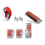 Kit Tuning Cromado Pedaleira Manopla Bola Câmbio Vermelho