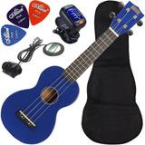 Kit Ukulele Soprano Elétrico Mahalo Mr1 Eq Azul Cordas