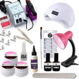 Kit Unha Acrigel Fibra Vidro Gel + Lixa + Cabine 48 Wats