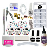 Kit Unha Acrigel Porcelana Lixa Monomer Presilha Reposição