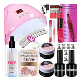 Kit Unha Esmaltação Gel + Cabine + Lixa + Top Coat + Primer