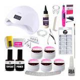 Kit Unhas Gel Acrigel Fibra Porcelana Cabine 36w Completo