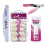 Kit Unhas Postiças 100 Un, Cola 3g, Alicate, Lixa Para Unhas
