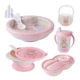 Kit Ursa Prato Térm Tigela Pote Papinha Caneca Porta Chupeta