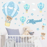 Kit Ursinho+08 Faixinha Bebê Ursinho Balão Azul 15cm Altura