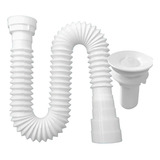 Kit Valvula Ralo Tanque V8 C/ Tampa E Sifão 52cm Branco