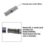 Kit Varão Para Cortina Simples Cromado 3 Metros 28mm Alumínio Cor Preto Fosco Bella Arte
