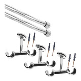 Kit Varão Varal Duplo Cortina 3,00 Mt 19/19mm Suport De Teto