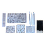 Kit Vários Moldes De Silicone Caneta Brinco Alfabeto Resinas