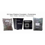 Kit Vaso 10 L+ Turfa Perlita Vermiculita Coco Cultivo Indoor